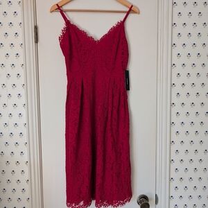 Lulu's Vibrant Red Lace Midi Dress